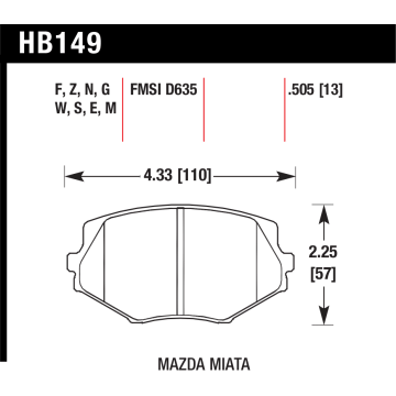 Hawk Pads - Mazda MX5 - Front