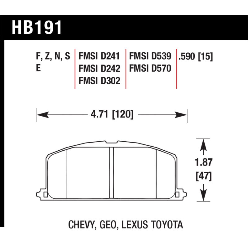 Hawk Pads - Toyota Corolla AE101 - Front