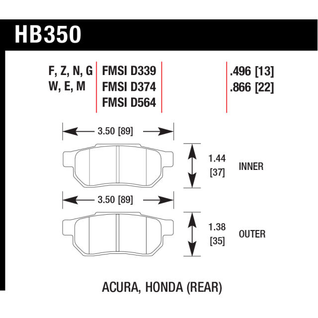 Hawk Pads - Honda Integra DC2 - Rear
