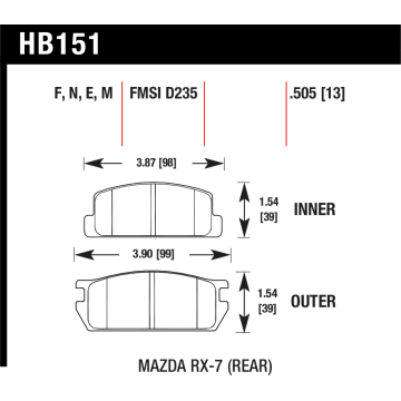 Hawk Pads - Mazda RX7 (FB) - Rear