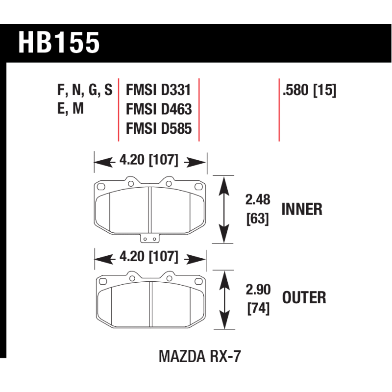 Hawk Pads - Mazda RX7 (FD) - Front