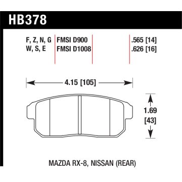 Hawk Pads - Mazda RX8 - Rear