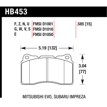 Hawk Pads - Subaru Impreza WRX & Mitsubishi Evo (Brembo), Front